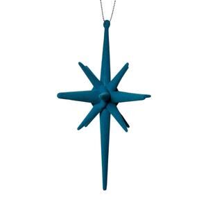 Blue Flocked Starburst Ornament | Teal Holiday Christmas Decor